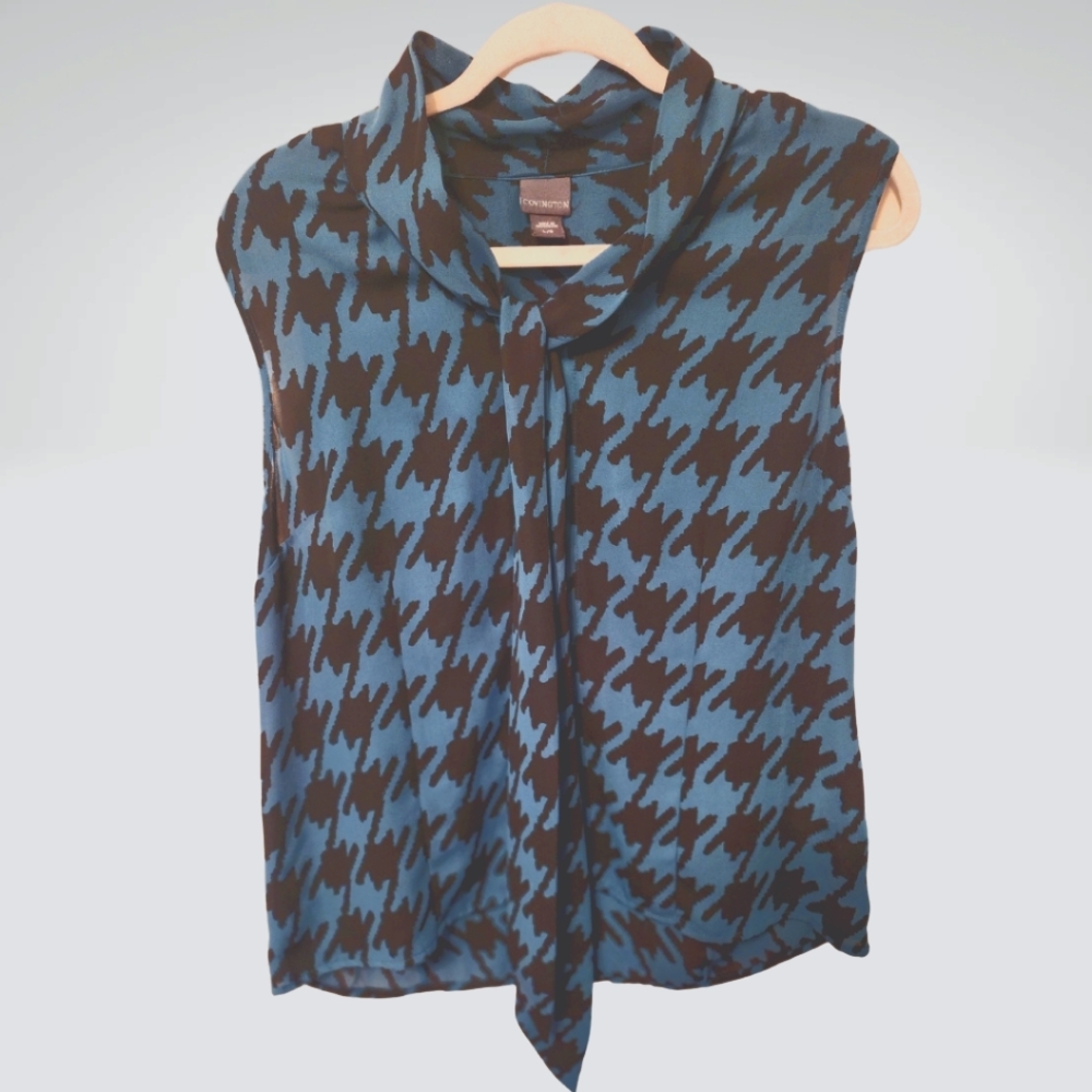 Covington teal and black sleeveless work top